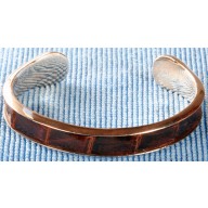 Sterling silver bangle/alligator leather inlay SBANGLE004 Brown