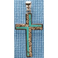 Sterling silver cross with turquoise inlay SCROSS001-2