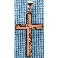 Sterling silver cross with pink shell inlay SCROSS001-3