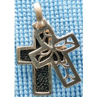 Sterling silver cross with stingray leather inlay SCROSS002