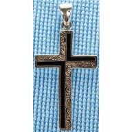 Sterling silver cross with onyx inlay SCROSS001-1