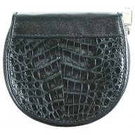 Genuine alligator leather coin wallet SM033 Black