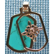 Sterling silver pendant with turquoise inlay SPENDANT008-2