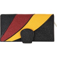 Genuine stingray wallet STW237 Black / Burgundy / Yellow