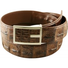Genuine alligator leather belt 105CKP-PL Brown