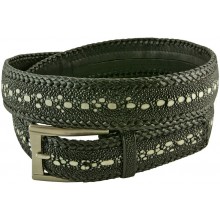 Genuine stingray leather belt 143QK Black