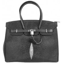 Genuine stingray leather bag A122 Black
