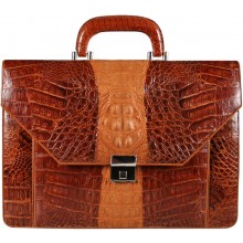 Genuine alligator leather briefcase AL046-02 Brown