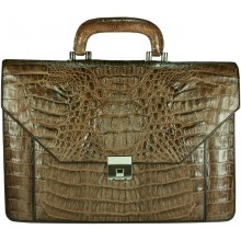 Genuine alligator leather briefcase AL046-S Brown