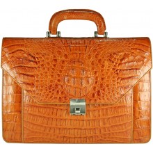 Genuine alligator leather briefcase AL046-S Tan