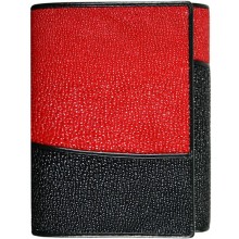 Genuine stingray leather wallet AMW006 Black / Red