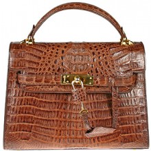 Genuine alligator leather bag BCM203 Brown