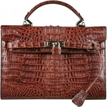 Genuine alligator leather bag BCM415 Brown