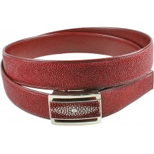 Genuine stingray leather belt 102RPB Burgundy