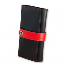 Premium cow leather handmade wallet EL-PM-3 Black / Red