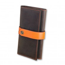 Premium cow leather handmade wallet EL-PM-3 Brown / Orange