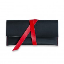 Premium cow leather handmade travel case EL-TK-1 Black / Red