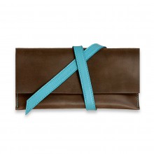 Premium cow leather handmade travel case EL-TK-1 Brown / Light Blue
