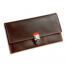 Premium cow leather handmade travel case EL-TK-2-1 Brown / Orange