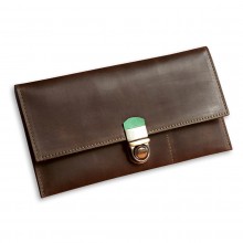 Premium cow leather handmade travel case EL-TK-2-1 Brown / Light Green