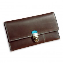 Premium cow leather handmade travel case EL-TK-2-1 Brown / Light Blue