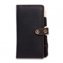 Premium cow leather handmade travel case EL-TK-4 Black / Orange