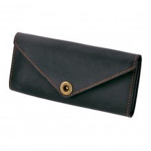 Premium cow leather handmade wallet EL-W-1 Black / Orange
