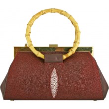 Genuine stingray leather bag BR451 Burgundy