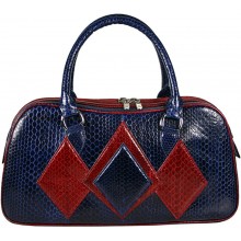 Genuine snake leather bag BSN99 Navy Blue / Burgundy