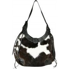 Genuine cow with hair on leather bag CHA002 Black / Brown / White