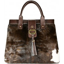 Genuine cow with hair on leather bag CHA003 Brown