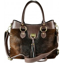 Genuine cow with hair on leather bag CHA005 Brown