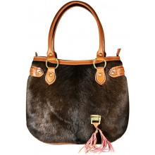 Genuine cow with hair on leather bag CHA006 Brown