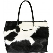Genuine cow leather with hair on bag CHA123 Black / White