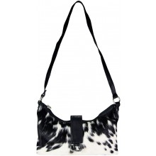 Genuine cow with hair on leather bag CHA344 Black / White