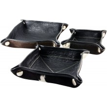 Genuine cow leather with hair on tray set CHTRAY01 Black / Brown / White