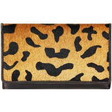 Genuine cow leather with hair on wallet CHW603254 Brown Panther