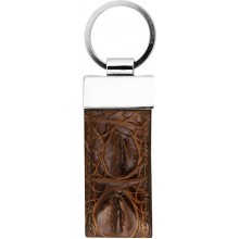 Genuine alligator leather key chain CKR01 Brown