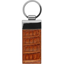 Genuine alligator leather key chain CKR01 Tan