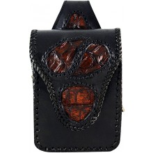 Genuine crocodile and cow leather belt bag CRP665 Black / Brown