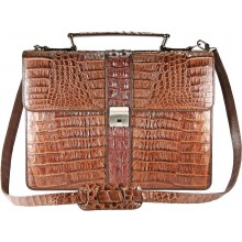 Genuine alligator leather briefcase DCK22 Brown