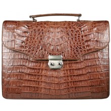 Genuine alligator leather briefcase DM1527-S Brown