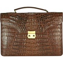 Genuine alligator leather briefcase DM1527-G Brown