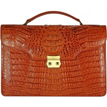 Genuine alligator leather briefcase DM1527-G Tan