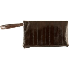Genuine eel leather jewelry pouch EELJP002L Brown