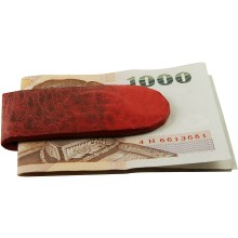 Genuine frog / toad leather money clip FROGMCLIP01 Red
