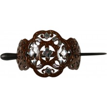 Coconut with silver inlay hair skewer barrette H205