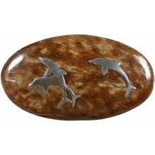 Coconut with silver inlay hair barrette H248