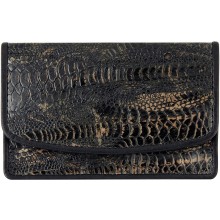 Genuine chicken / hen leather card holder HCC208 Antique Black