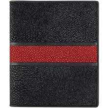 Genuine stingray leather wallet HKR104BR Black / Burgundy